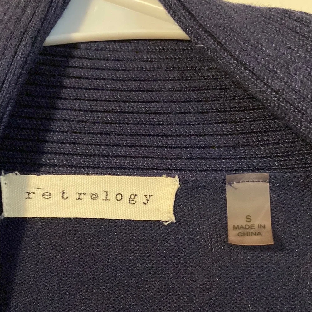 Retrology Dark Navy Blue Cardigan Sweater Lightweight Relaxed Style - Picture 2 of 6